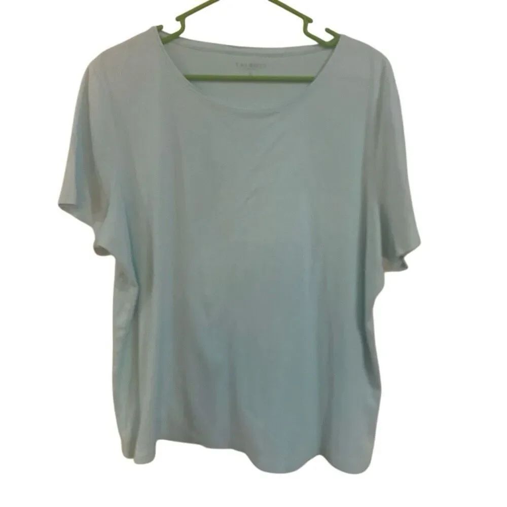 Talbots plus size 2XL 100% cotton short sleeve light blue